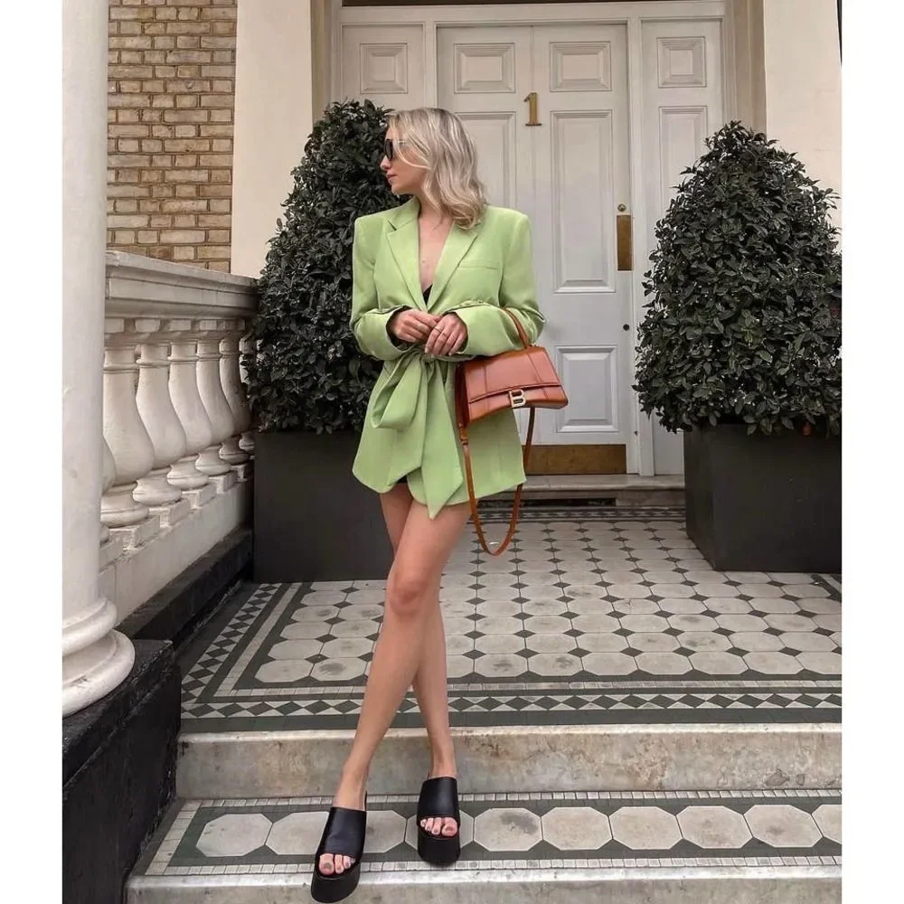 ZARA Belted Green Blazer Jacket New Bloggers - Picture 4 of 6
